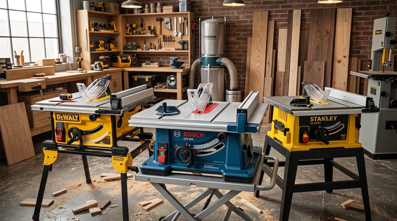 DeWalt DWE7492 vs Bosch GTS 254 vs Stanley SST2001: qual serra circular de bancada escolher?